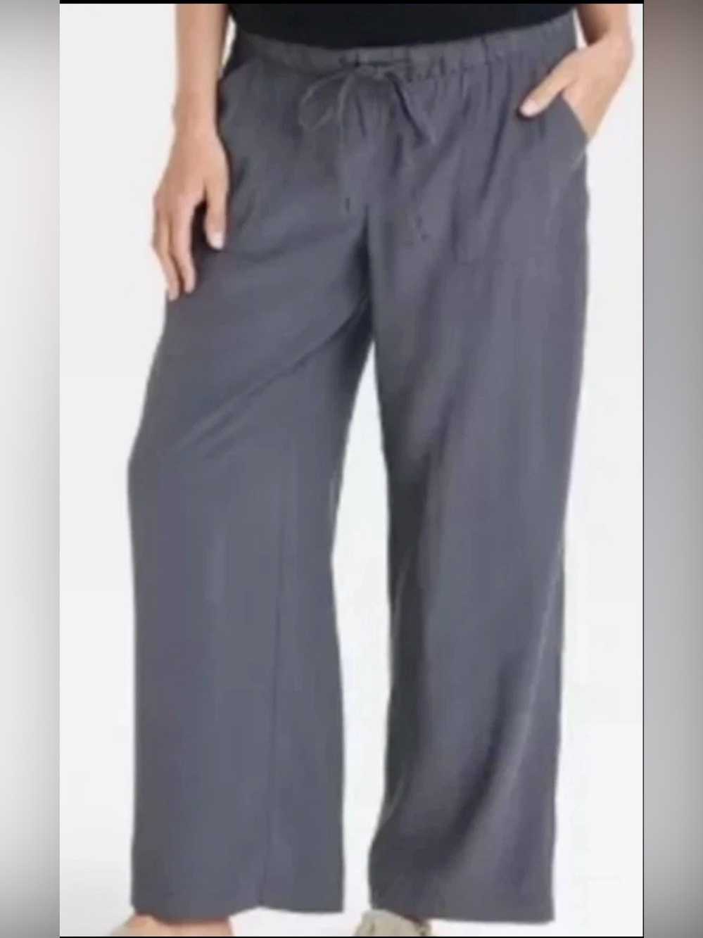 Ingrid & Isabel Wide Leg Drawstring Pants - Charcoal Gray